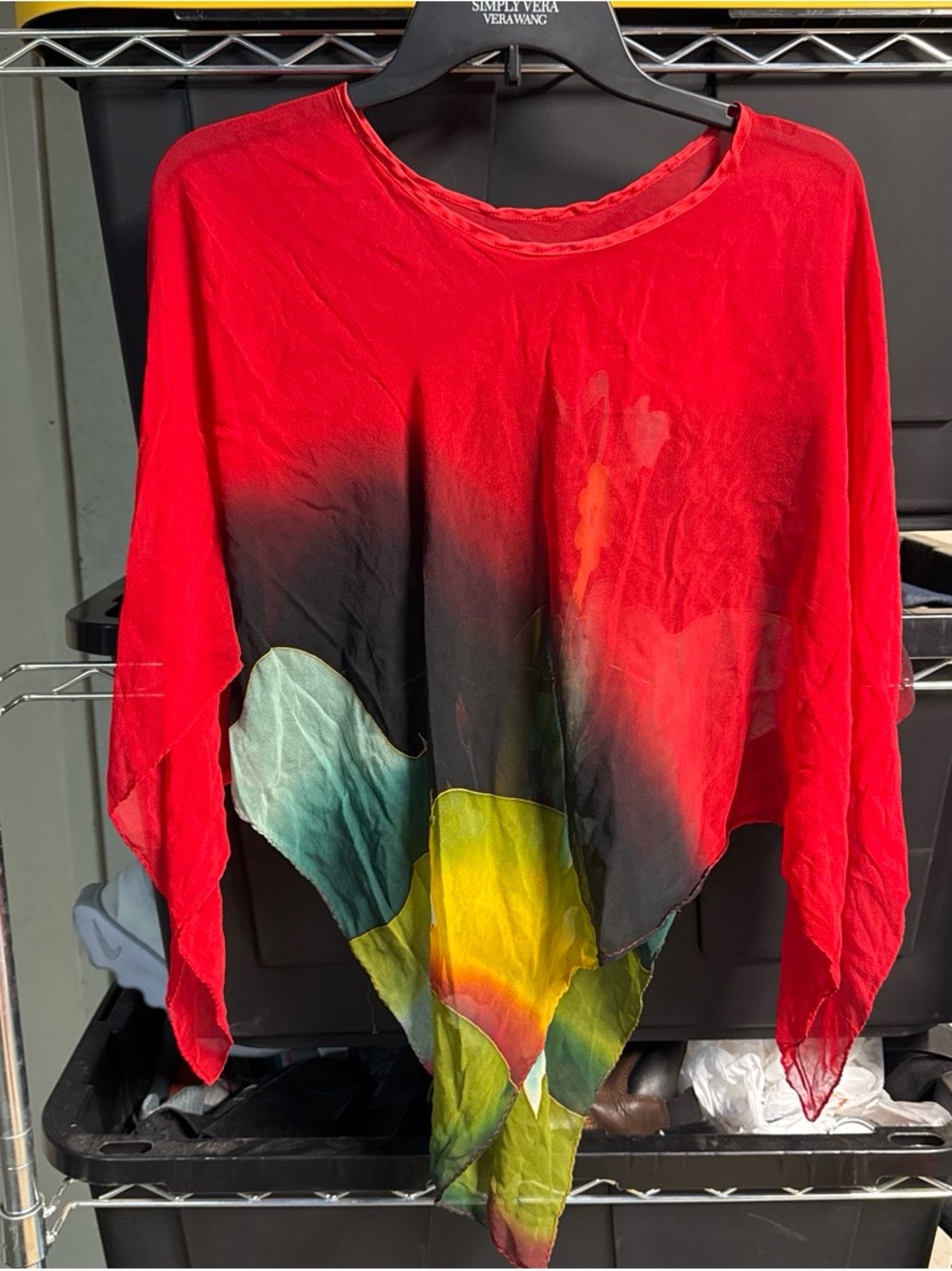 Red Multicolor Draped Tunic Top - Picture 1 of 13